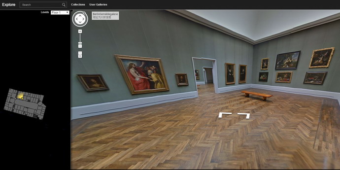点击左边的博物馆内部结构图，你可以足不出户畅游世界知名艺术博物馆的藏品。