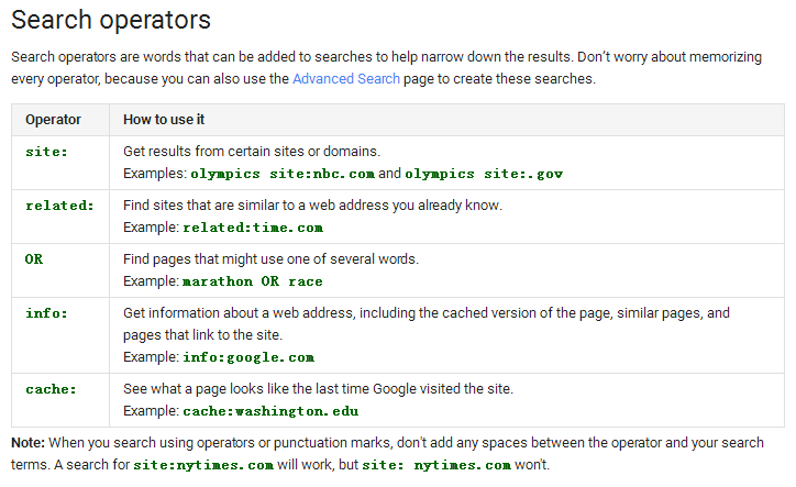 google-search-opaerators