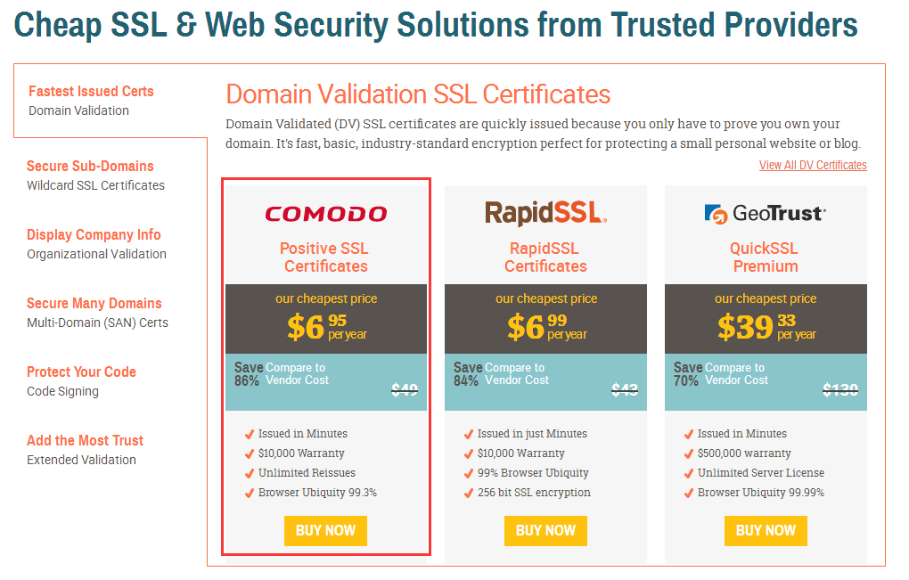 购买付费 Comodo SSL 证书及安装配置图文教程 2
